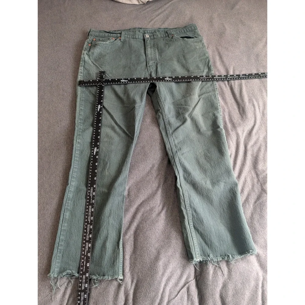 Levis 511 Slim Fit Jeans Mens 40x29 Sage Green Raw Hem WaterLess Denim